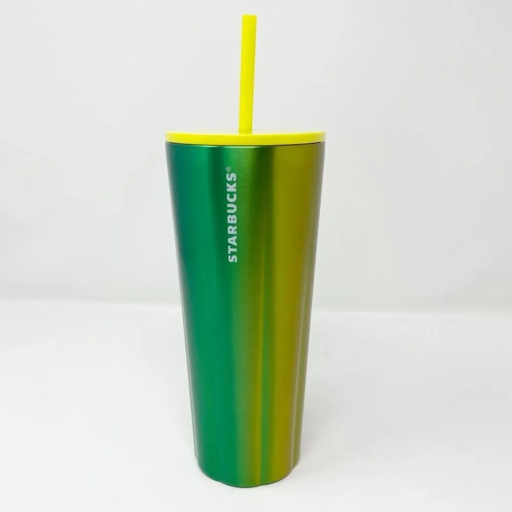STARBUCKS LIME SPECKLE STAINLESS STEEL COLD CUP VENTI‎ NWT